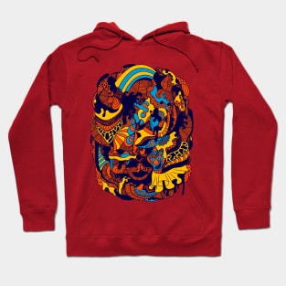 Orange Blue Abstract Wave of Thoughts No 2 Hoodie